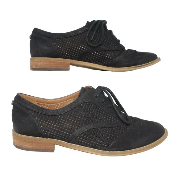 Melrose And Market Womens Size 7M Black Classic Perforated Oxfords Shoes - Picture 6 of 12